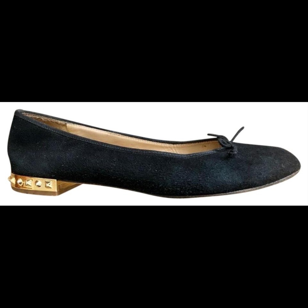J. Crew Kiki Suede Studded-Heel Ballet Flats
